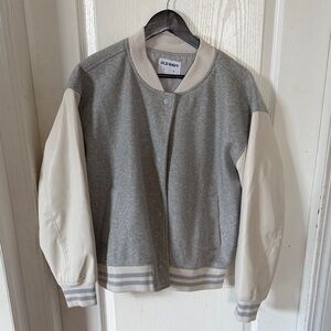 Old Navy Gray and Cream Bomber Jacket